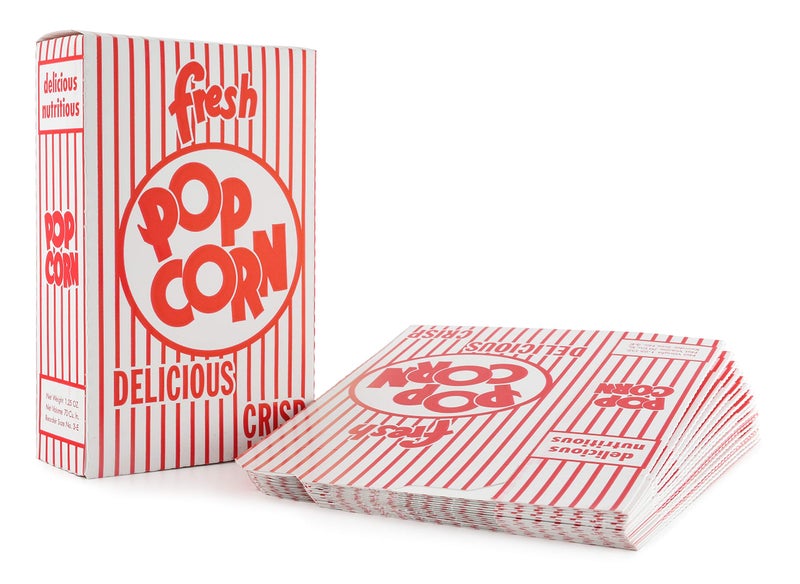 Snappy 3-E Red and White Close Top Popcorn Boxes, 1.25 Oz, 100 Count - Image 1